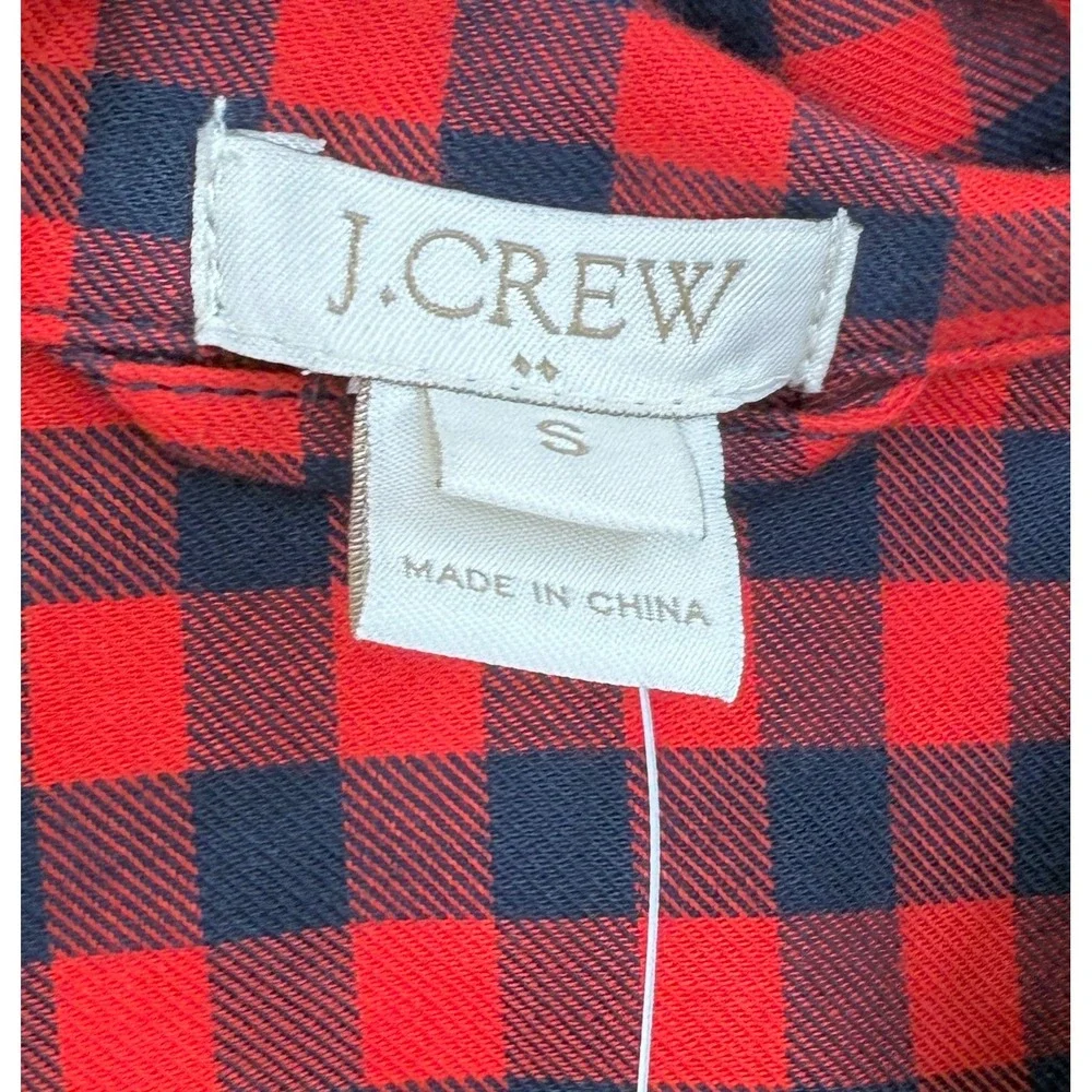NWT‎ J.Crew Men's Red & Blue Plaid Long Sleeve Button-Up Pajama Shirt Sz Sm